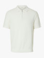 Selected Homme Cran Short Sleeve Knit Structure Zip Polo Egret