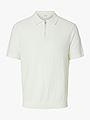 Selected Homme Cran Short Sleeve Knit Structure Zip Polo Egret