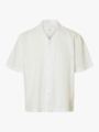Selected Homme Relax Clay Linen Blend Short Sleeve Short Resort Bright White