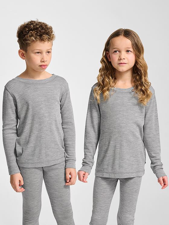 Hummel Junior Wool Rib T-Shirt Long Sleeve Grey Melange