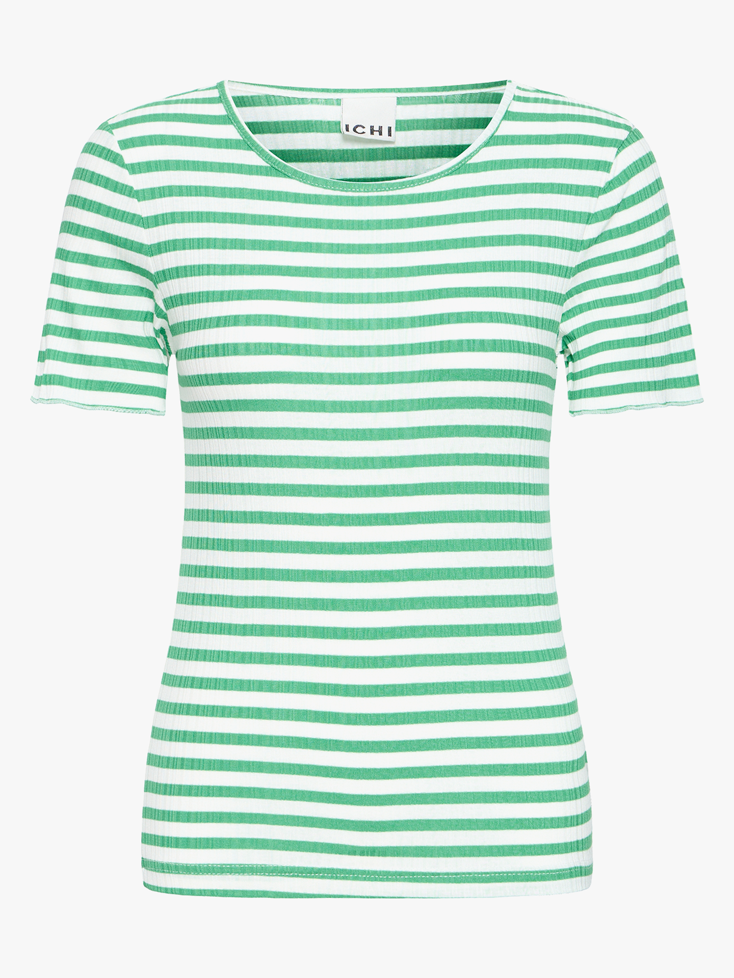 Ichi Cella Short Sleeve Kelly Green / Cloud Dancer