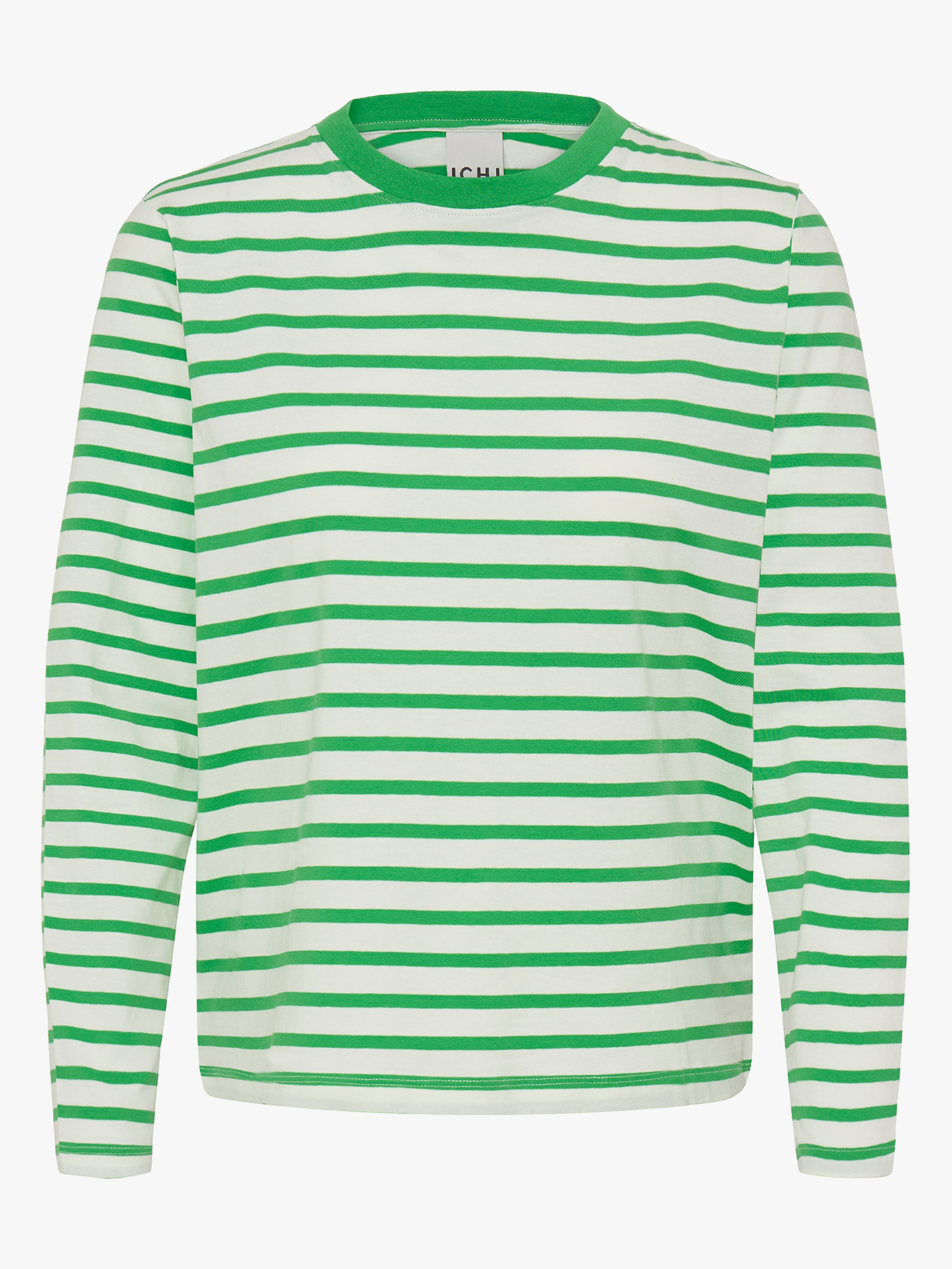 Ichi Mira Loose Long Sleeve 3 Kelly Green / Cloud Dancer