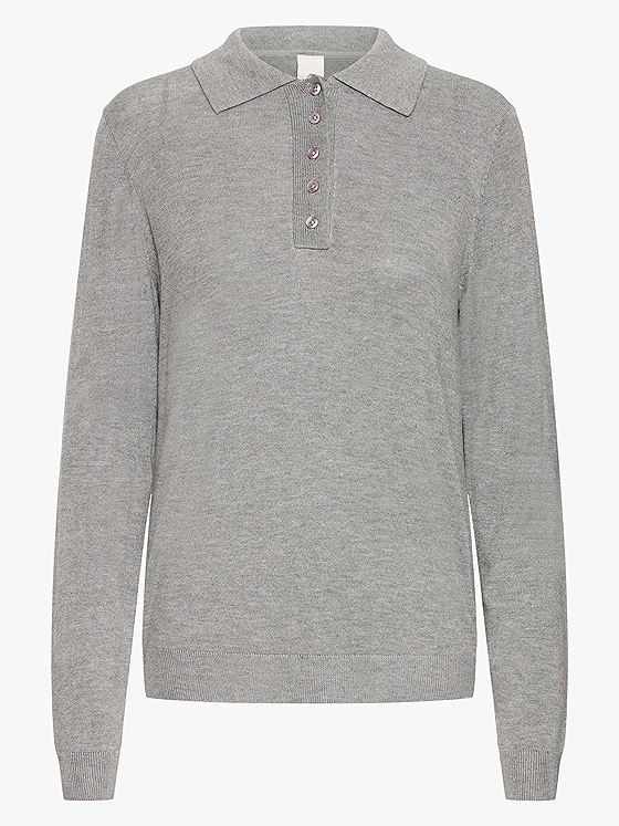 Ichi Mafa Polo Long Sleeve Grey Melange