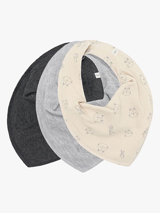 Pippi Bandana Bib Uni -AOP (3-pack) Grå