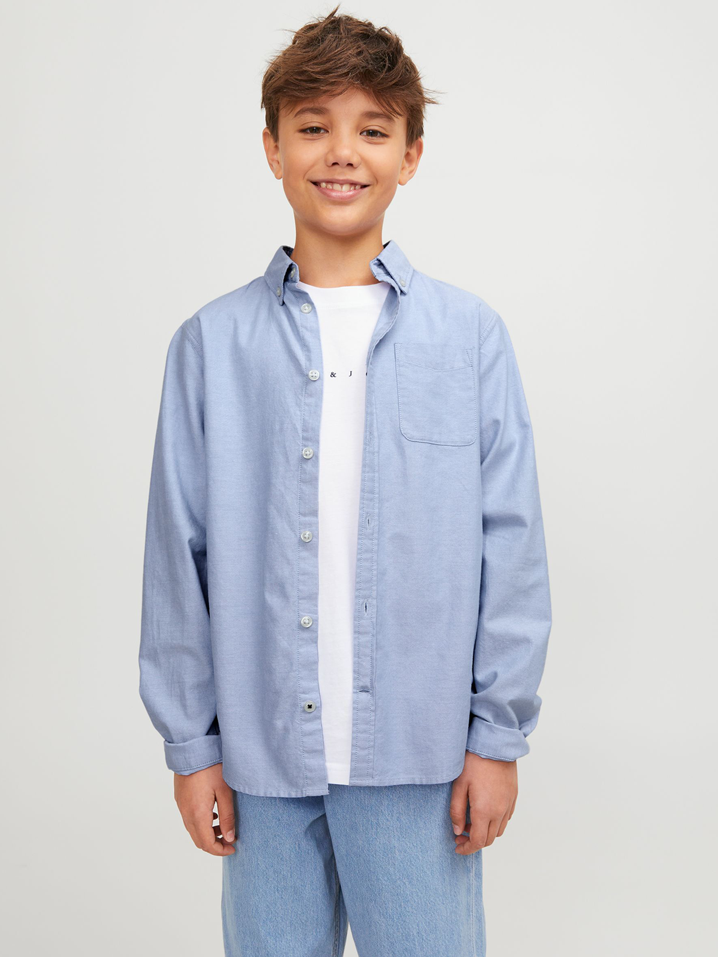 Jack and Jones Junior Junior Oxford Shirt Long Sleeve Cashmere Blue