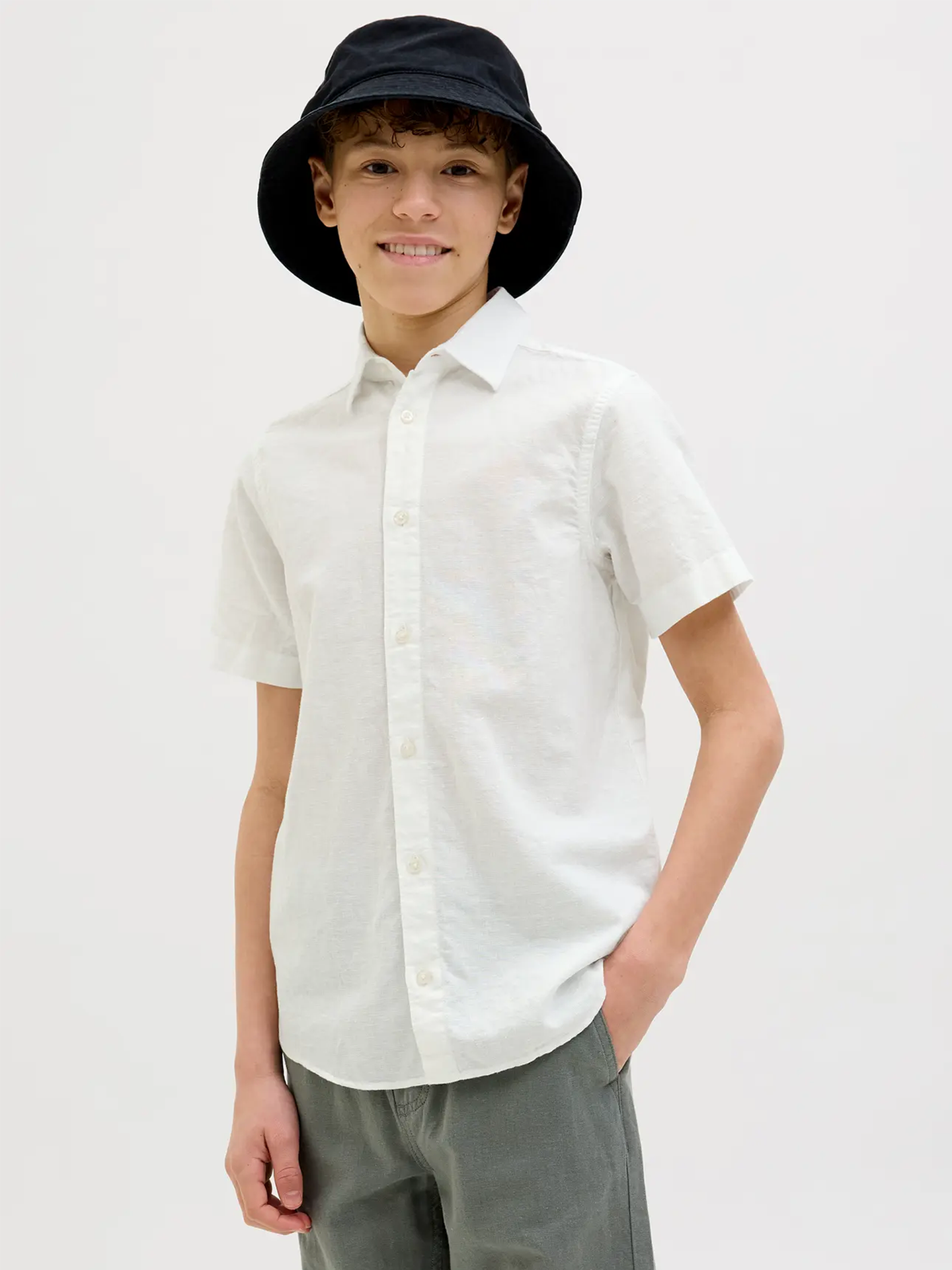 Jack and Jones Junior Reeze Shirt Short Sleeve Junior White