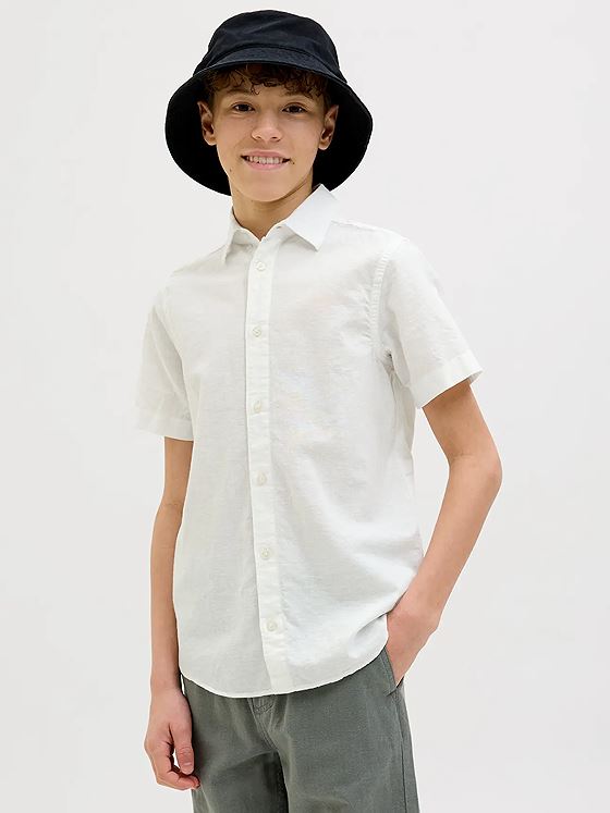 Jack and Jones Junior Reeze Shirt Short Sleeve Junior White