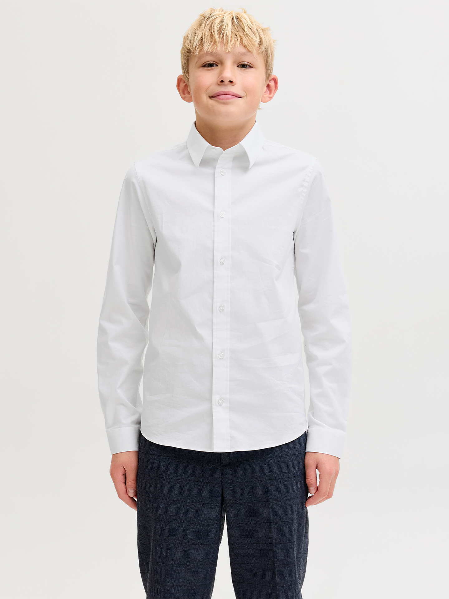Jack and Jones Junior Junior Axel Stretch Shirt Long Sleeve White