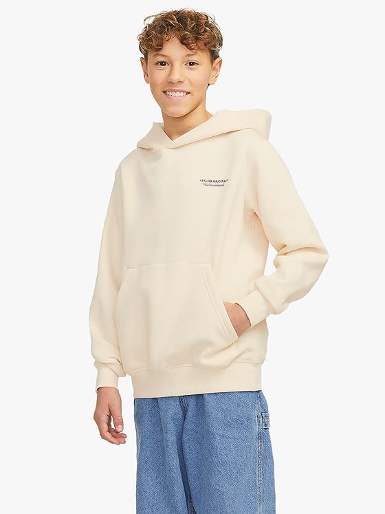 Jack and Jones Junior Islington Back Sweat Hood Junior Antique White