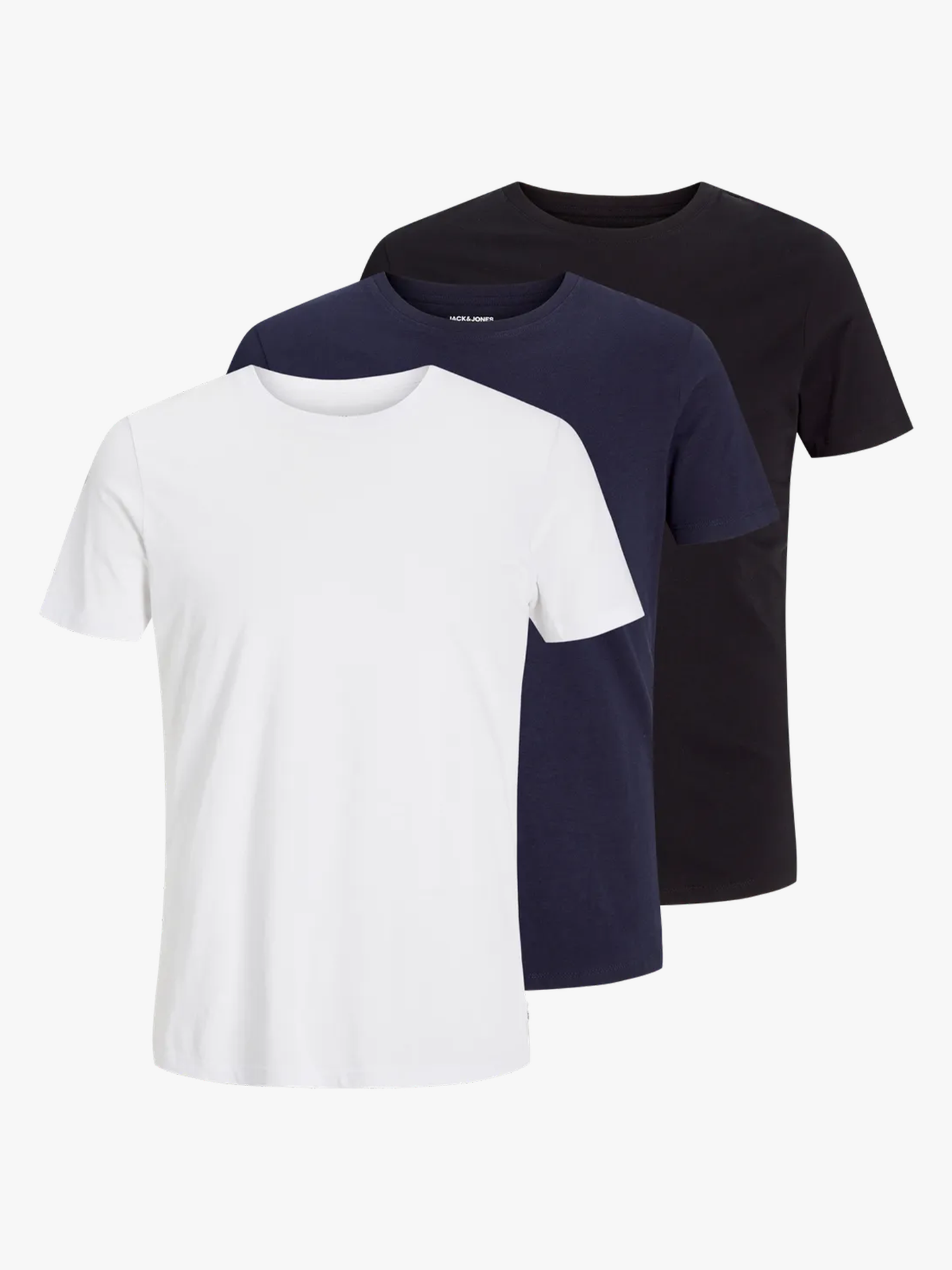 Jack and Jones Organic Basic Tee Short Sleeve O-Neck 3-Pack Black Navy White