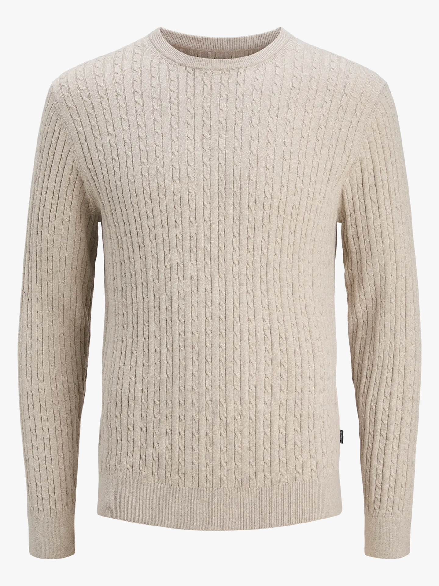 Jack and Jones Emil Knit Cable Crew Neck Oatmeal Melange