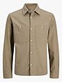 Jack and Jones Rayle Linen Blend Zip Long Sleeve Shirt Mermaid