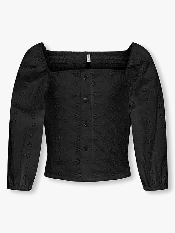 Kids Only Pilea 3/4 Embroderie Anglaise Shirt Woven Black