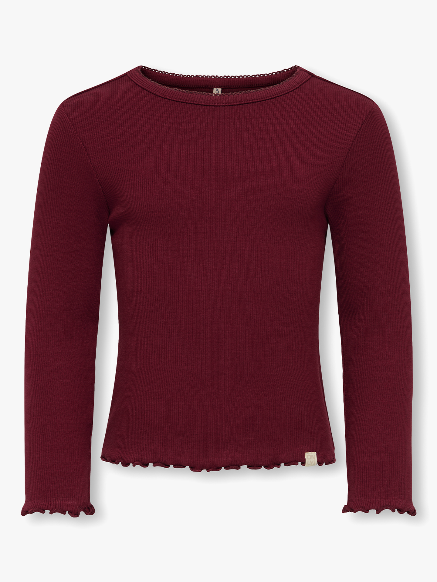 Kids Only Trinny Sld Long Sleeve Oneck Top Junior Cabernet