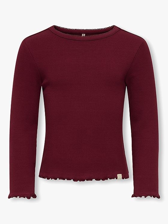 Kids Only Trinny Sld Long Sleeve Oneck Top Junior Cabernet
