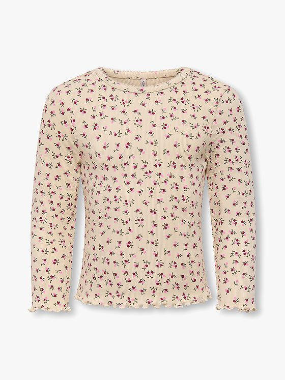 Kids Only Trinny Life Aop Long Sleeve O-Neck Top Junior Whitecap Gray Sia Open Ditsy