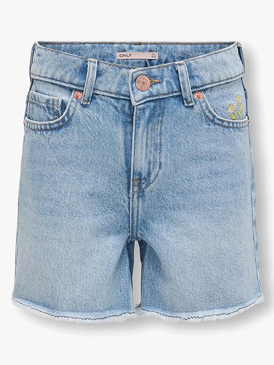Kids Only Pacy Daisy Embroidery Denim Shorts Light Blue Denim