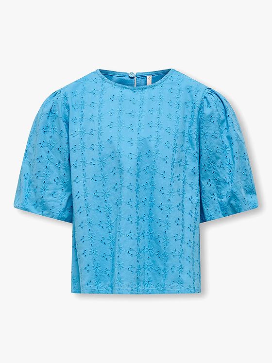 Kids Only Margot Life Short Sleeve Embroidery Top Azure Blue
