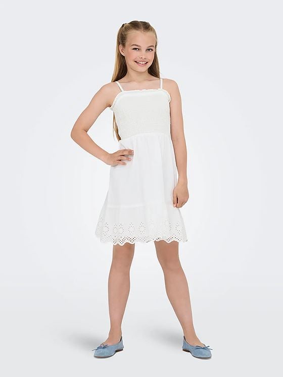 Kids Only Lou Life Embroidery Smock Dress Woven Cloud Dancer