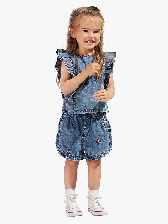 Kids Only Dandy Cherry Frill Denim Top Medium Blue