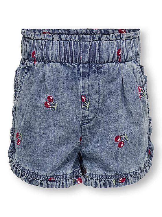 Kids Only Dandy Cherry Frill Denim Shorts Medium Blue