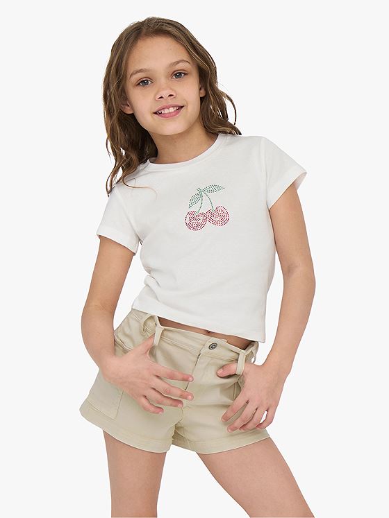 Kids Only Kira Life Short Sleeve Bling O-Neck Baby Tee Junior Cloud Dancer