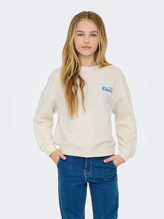 Kids Only Philea Life Long Sleeve Ovzfruit Oneck Ubrushed Sweat Tofu Cherry