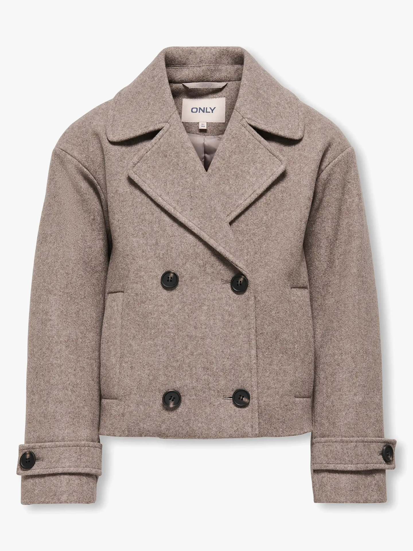 Kids Only Adina Life Long Sleeve A-Shape Peacoat Jacket Taupe Gray Melange