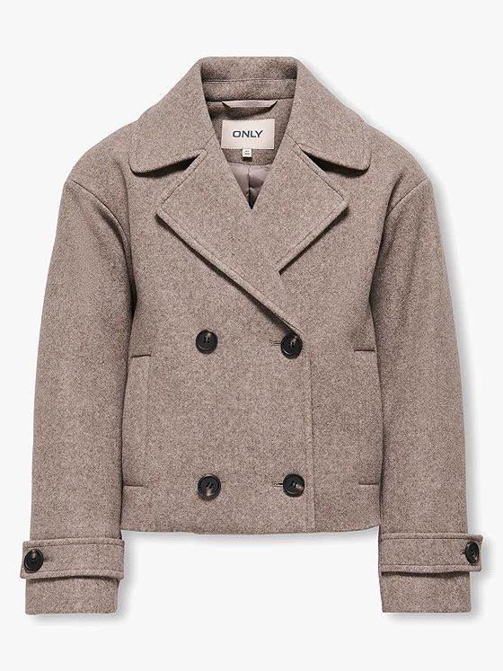 Kids Only Adina Life Long Sleeve A-Shape Peacoat Jacket Taupe Gray Melange