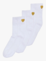 Kids Only Tine Heart Tennis Sock 3-Pack White Gold Lurex Heart