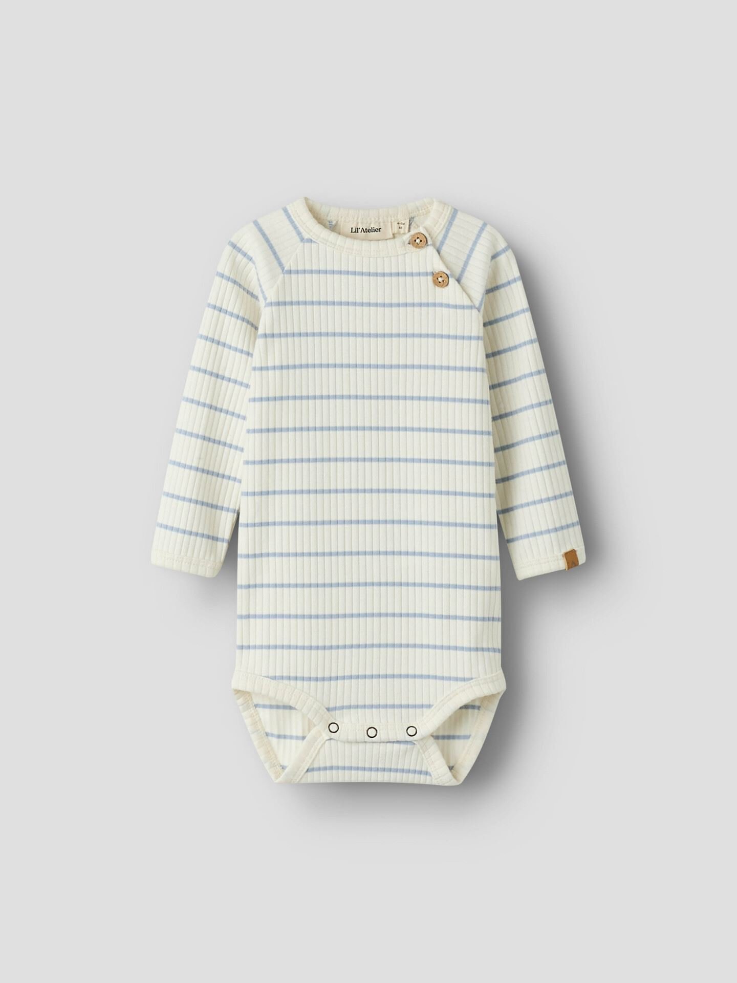 Lil- Atelier Kail Long Sleeve Slim Body Coconut Milk / Zen Blue