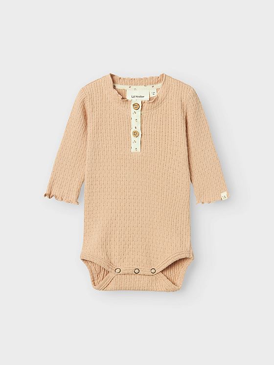 Lil- Atelier Rea Long Sleeve Slim Body Rugby Tan