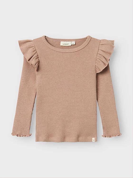 Lil- Atelier Sophia Sni Long Sleeve Slim Top Rugby Tan
