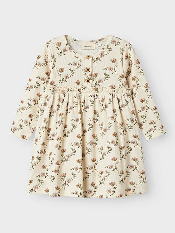 Lil- Atelier Gavo Ens Long Sleeve Body Dress Turtledove Flowers