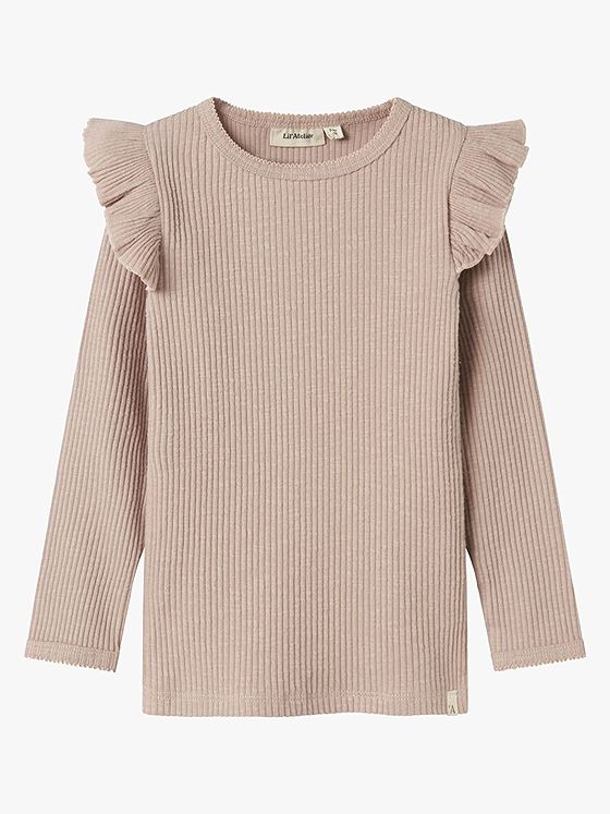 Lil- Atelier Raja Sao Long Sleeve Slim Top Shadow Gray