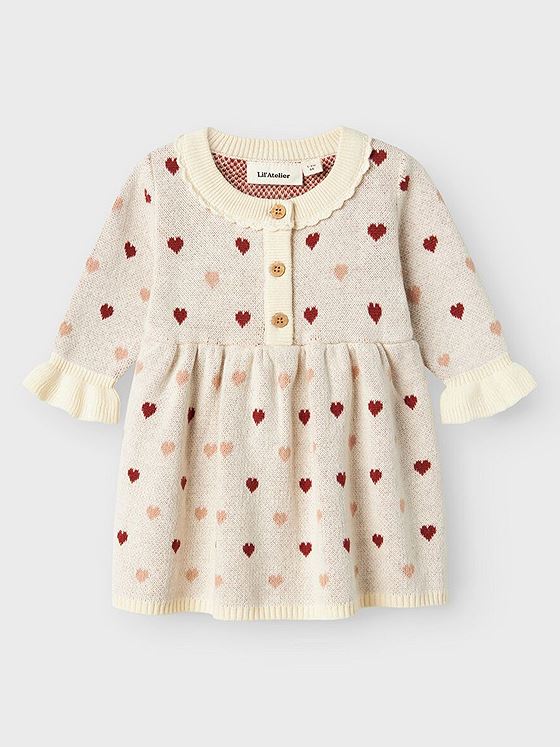 Lil- Atelier Saran Long Sleeve Knit Dress Heart Turtledove