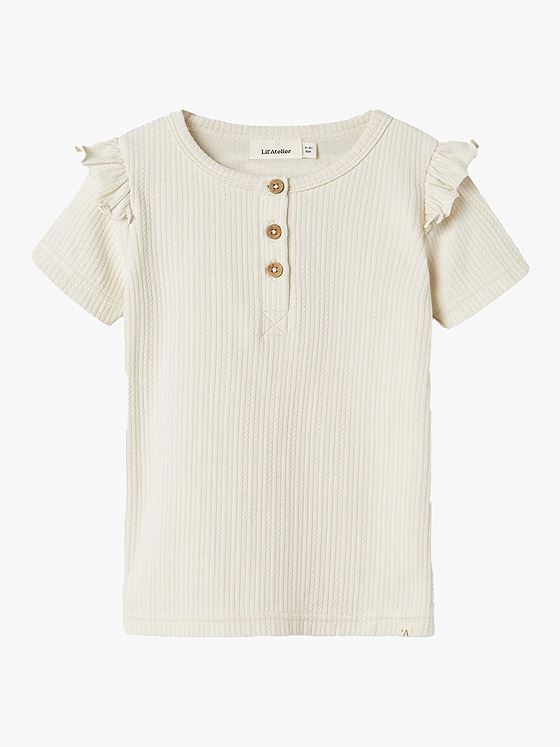 Lil- Atelier Fleura Short Sleeve Slim Top Turtledove