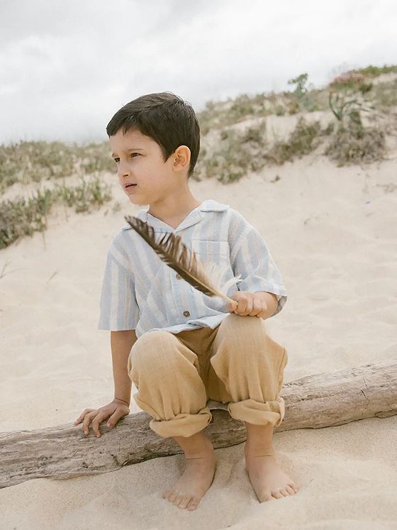 Lil- Atelier Denver Short Sleeve Loose Shirt Vapor Blue