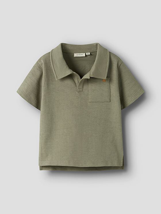 Lil- Atelier Falk Short Sleeve Loose Polo Top Overland Trek
