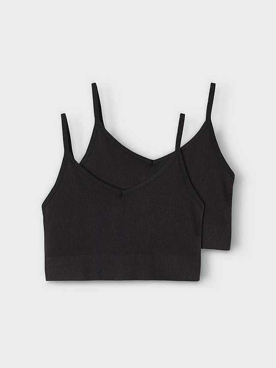 LMTD Kailey Rib Bralette 2-Pack Black