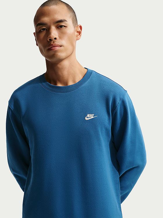 Nike Club Fleece Crew Court Blue / LT Khaki