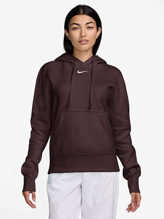 Nike Pheonix Fleece Standard Pullover Hoodie Burgundy Crush / Sail