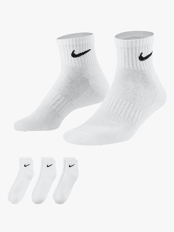 Nike Everyday Cushioned Training Ankle Socks 3pk White / Black