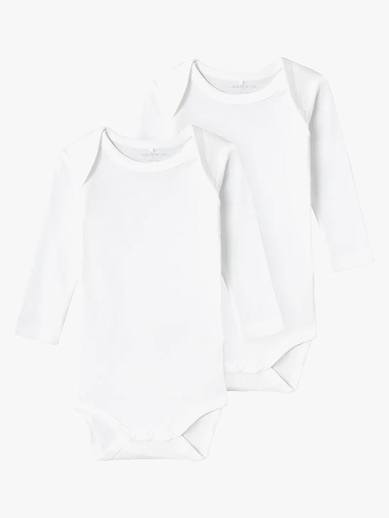 Name It Body 2-Pack Long Sleeve Solid White Bright White