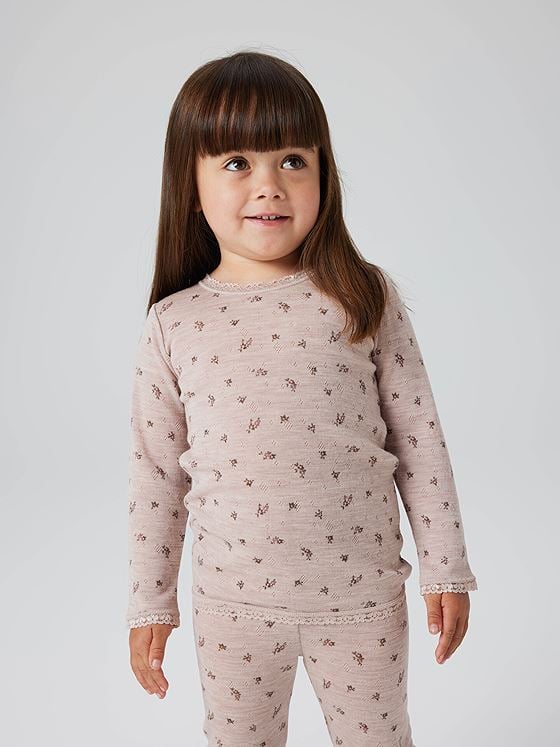 Name It Wang Wool Needle Long Sleeve Top Shadow Gray