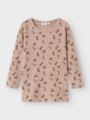 Name It Wang Wool Rib Long Sleeve Top All Over Print Shadow Gray
