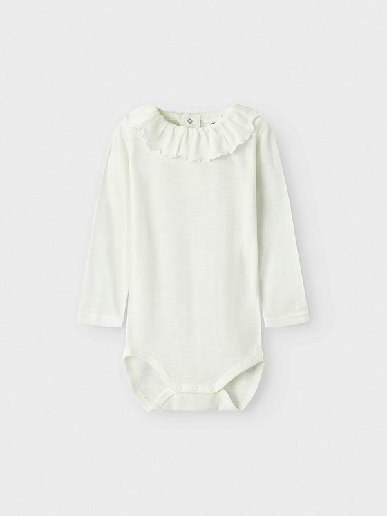 Name It Wang Wool Rib Long Sleeve Body W/Collar Snow White