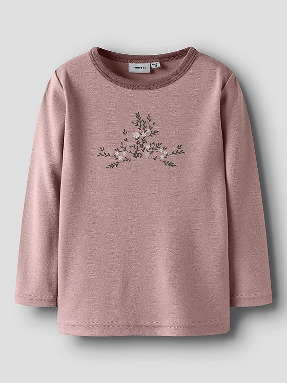 Name It Willow Wool Long Sleeve Top Antler