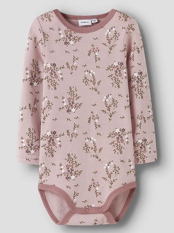 Name It Willow Wool Long Sleeve Body Shadow Gray Long flowers