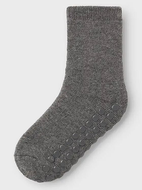 Name It Waksi Wo/Bl Terry Sock W/Non Skid Dark Grey Melange